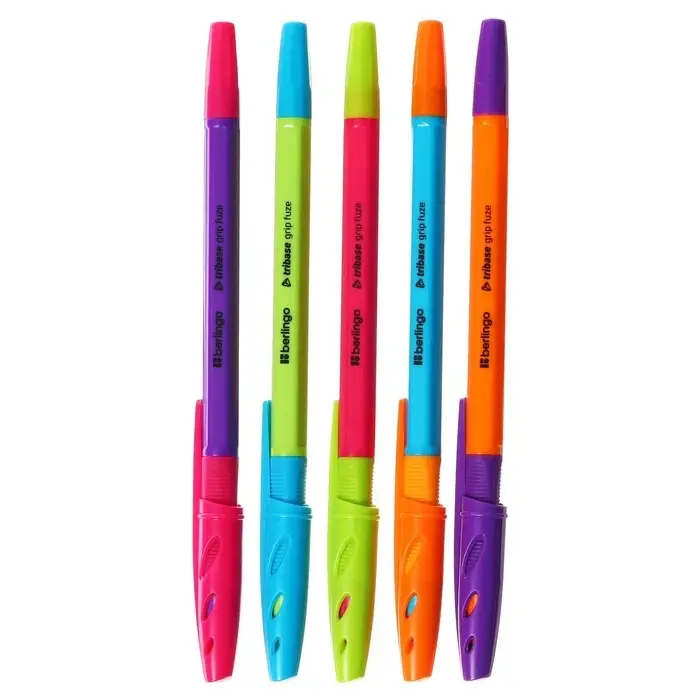 Ручка шариковая Berlingo Tribase grip fuze, стержень синий 0.7 мм, грип, корпус МИКС