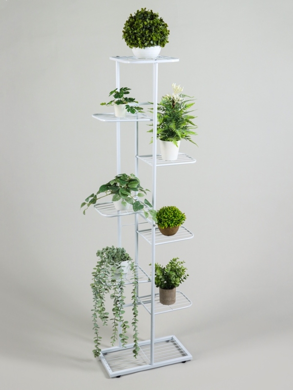 Подставка для цветов Greengo, 8 полок, 43 &times; 22 &times; 141 см, напольная, металл, белая