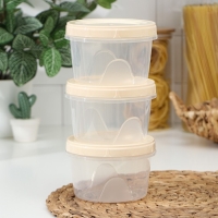 Набор банок для хранения продуктов с крышкой &laquo;Фиджи&raquo;, 3 шт, 0,7 л, цвет крышки МИКС