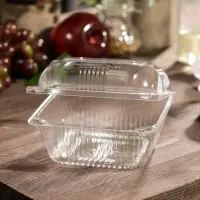 Контейнер одноразовый с неразъёмной крышкой ИП-9 А, пластик, 350 мл, 13&times;13&times;7.5 см, прозрачный