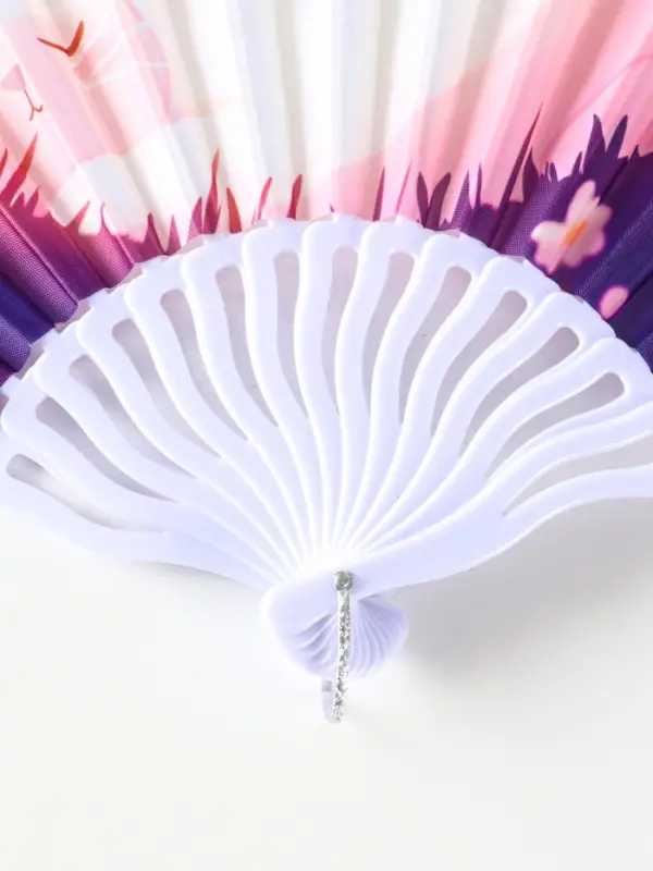 Веер пластик, текстиль "Спящие котики на полянке" МИКС 23 см