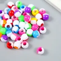 Бусины для творчества пластик "Бочонок двухцветный" цветные 30 гр 1х1,2х1,2 см