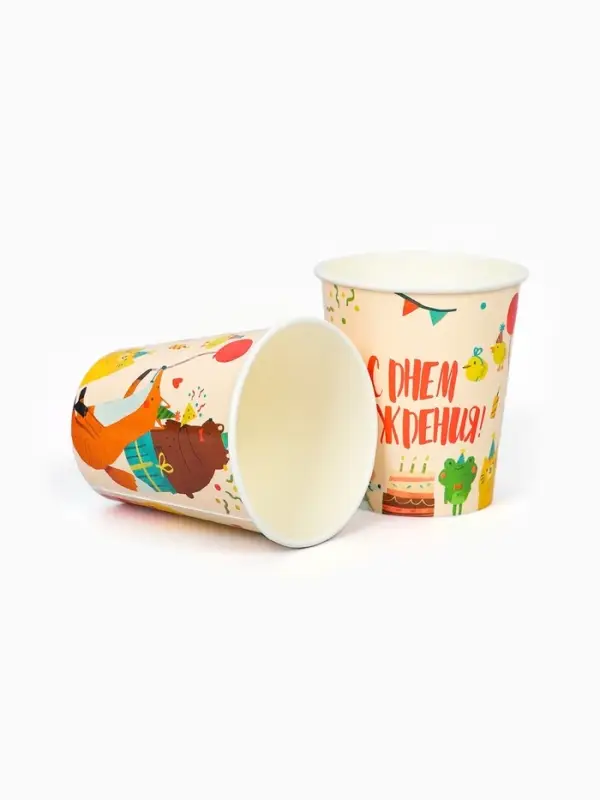 Стакан одноразовый бумажный &laquo;Животные&raquo;, 250 мл