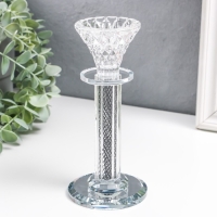 Подсвечник стекло на1 свечу "Узорный бутон" на ножке d=2 и 4 см 7,7х7,7х17 см Подсвечник стекло на1 свечу "Узорный бутон" на ножке d=2 и 4 см 7,7х7,7х17 см