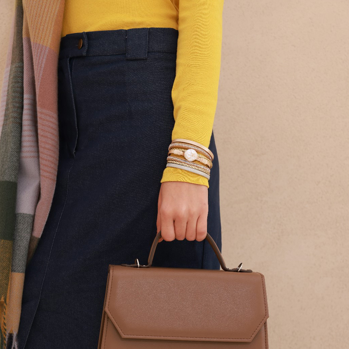 Браслет ассорти &laquo;На магните&raquo; Гоби, цвет бело-бежевый в золоте, 19,5 см