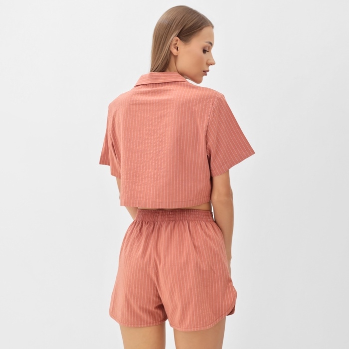 Пижама женская (рубашка и шорты) KAFTAN Пижама женская (рубашка и шорты) KAFTAN "Полоска" р.44-46, коралл
