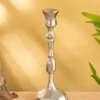 Подсвечник "Грани" алюминий 25 см, цв. серебро