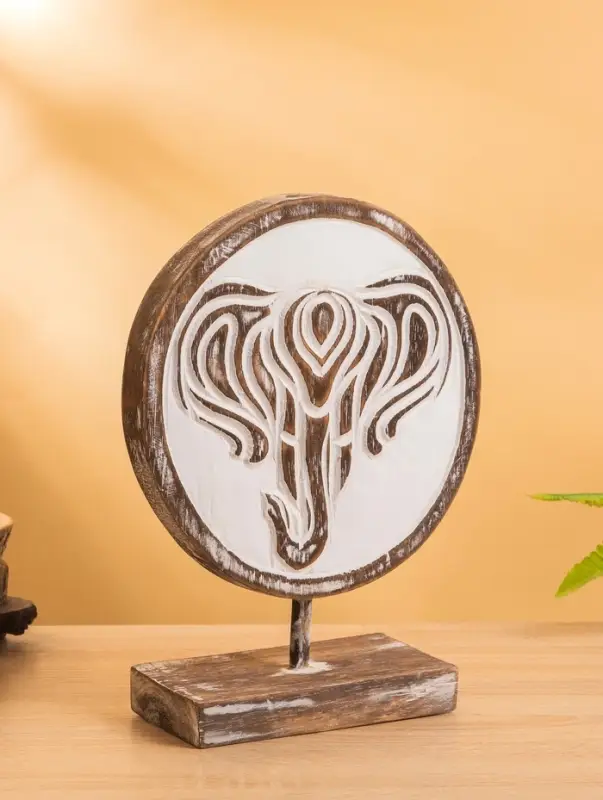 Сувенир на подставке "Голова слона" дерево 25х10х32 см