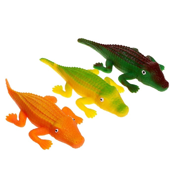 Антистресс сквиш мялка &laquo;Крокодил&raquo;, с песком, цвета МИКС, в шоубоксе, тянучка