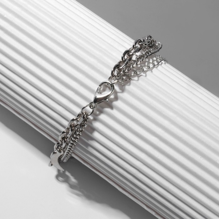 Браслет металл &laquo;Мишка&raquo; STAR, цвет чёрный в серебре, L=16 см