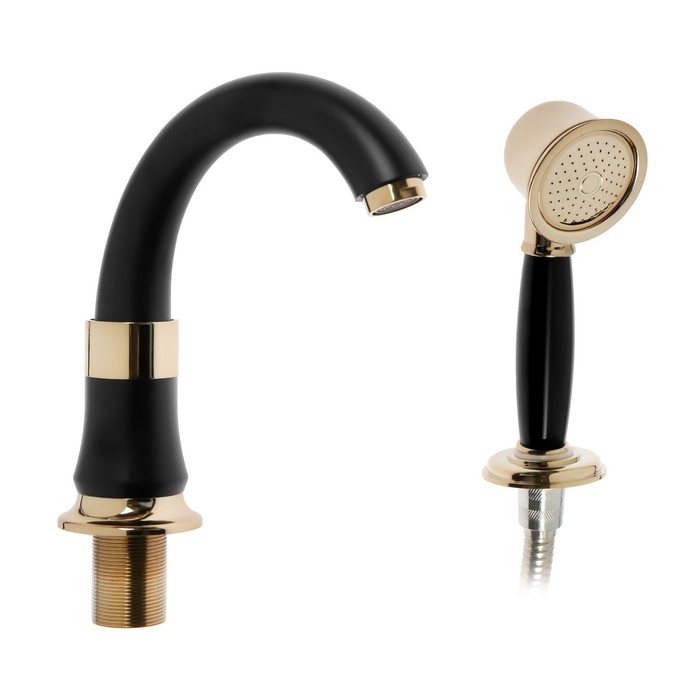 Смеситель на борт ванны ZEIN NB-7, на четыре отверстия, комплект, ретро, черный/золотой Смеситель на борт ванны ZEIN NB-7, на четыре отверстия, комплект, ретро, черный/золотой