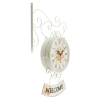 Часы настенные двусторонние, на подвесе "WELCOME", d-23 см, 47 х 31 см, 2 АА, белые Часы настенные двусторонние, на подвесе "WELCOME", d-23 см, 47 х 31 см, 2 АА, белые