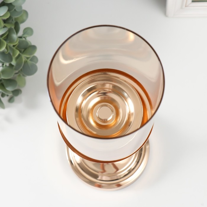 Подсвечник металл, стекло на 1 свечу "Этна" d-8 см, золото 11,5х11,5х38,5 см