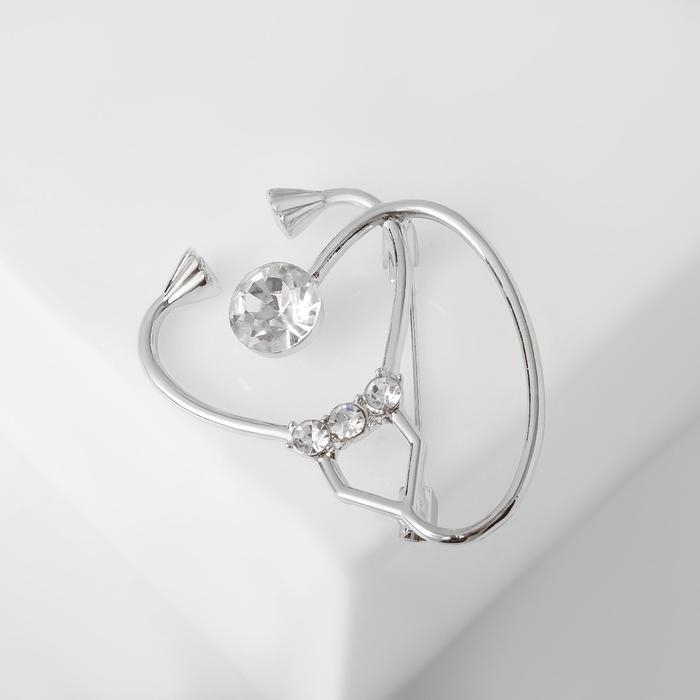 Брошь &laquo;Стетоскоп&raquo; крупный, цвет белый в серебре