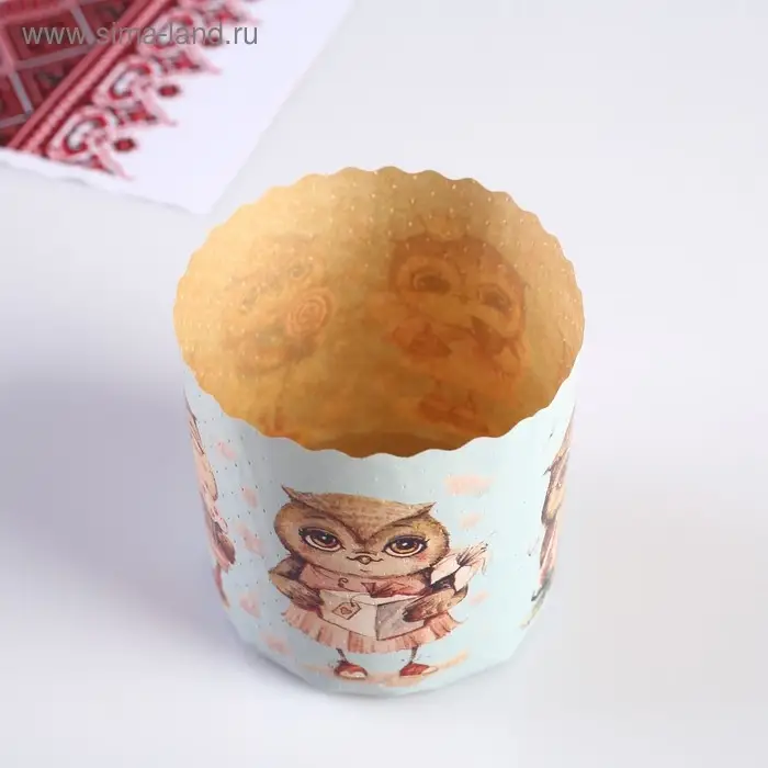 Форма бумажная для кекса, маффинов и кулича &laquo;Совушки&raquo;, 9&times;9 см
