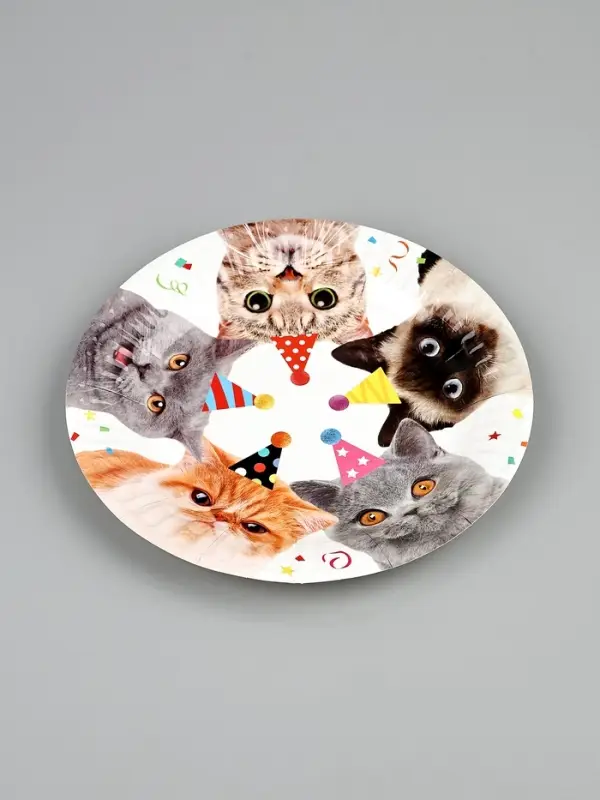 Тарелка Котики фотографичные 17см 6шт/G