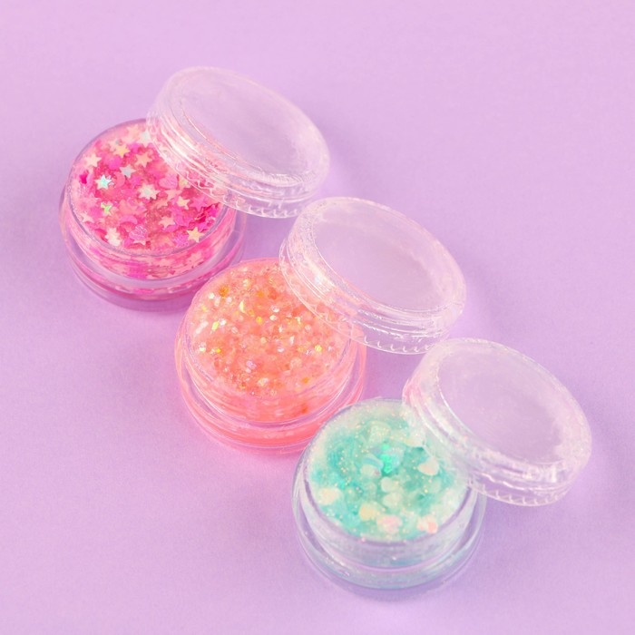 Глиттер для лица и тела «Единорожка», блеск по 3 гр, кисточка Глиттер для лица и тела «Единорожка», блеск по 3 гр, кисточка