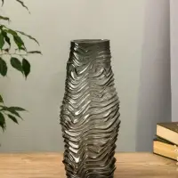 Ваза стекло настольная "Ванесса" полосы, 30х12 см, серый