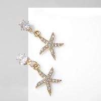 Серьги со стразами &laquo;Морская звезда&raquo;, цвет белый в золоте