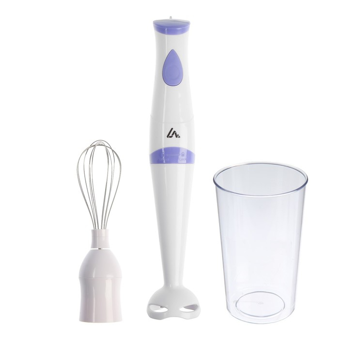Блендер Luazon LBR-24, погружной, 250 Вт, 0.6 л, 1 скорость, бело-фиолетовый Блендер Luazon LBR-24, погружной, 250 Вт, 0.6 л, 1 скорость, бело-фиолетовый