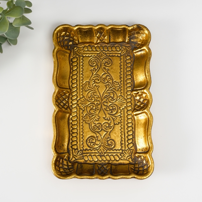 Подставка интерьерная полистоун Подставка интерьерная полистоун "Барокко" золото 18х11х2 см