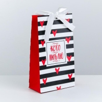 Пакет подарочный с лентой, упаковка, &laquo;Тому, кого люблю&raquo;, 13 х 23 х 7 см