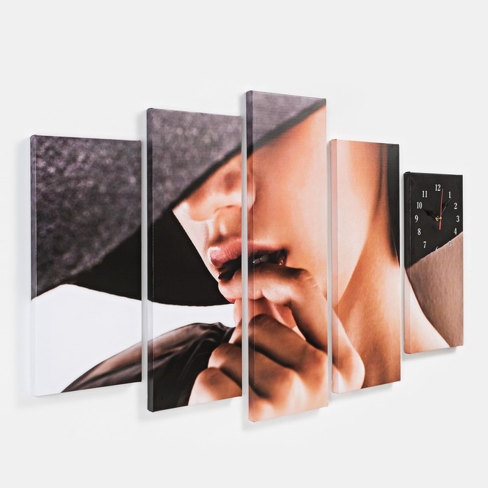 Часы-картина настенные, модульные "Загадочная девушка", бесшумные, 80 х 140 см