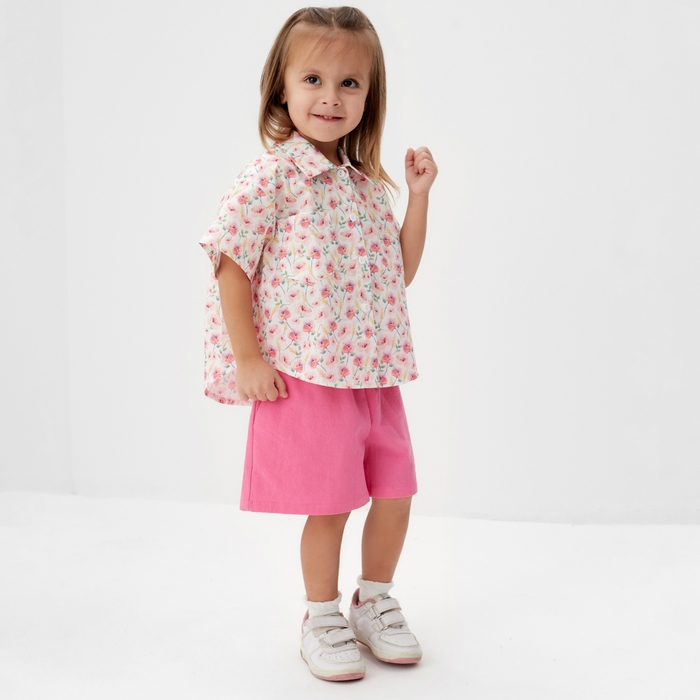 Костюм для девочки (рубашка и шорты) KAFTAN, р.34 (122-128), розовый Костюм для девочки (рубашка и шорты) KAFTAN, р.34 (122-128), розовый