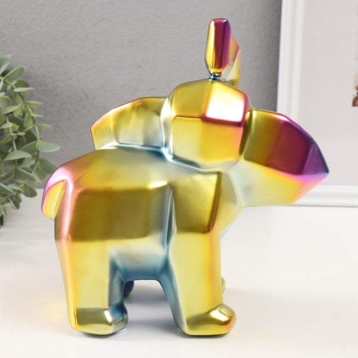 Сувенир керамика "Геометрия. Слоник" зеленый хамелеон 10х20х21,5 см