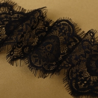 Кружево реснички, 100 мм &times; 9 &plusmn; 0,5 м, в бобине 3 шт по 3 м, цвет чёрный