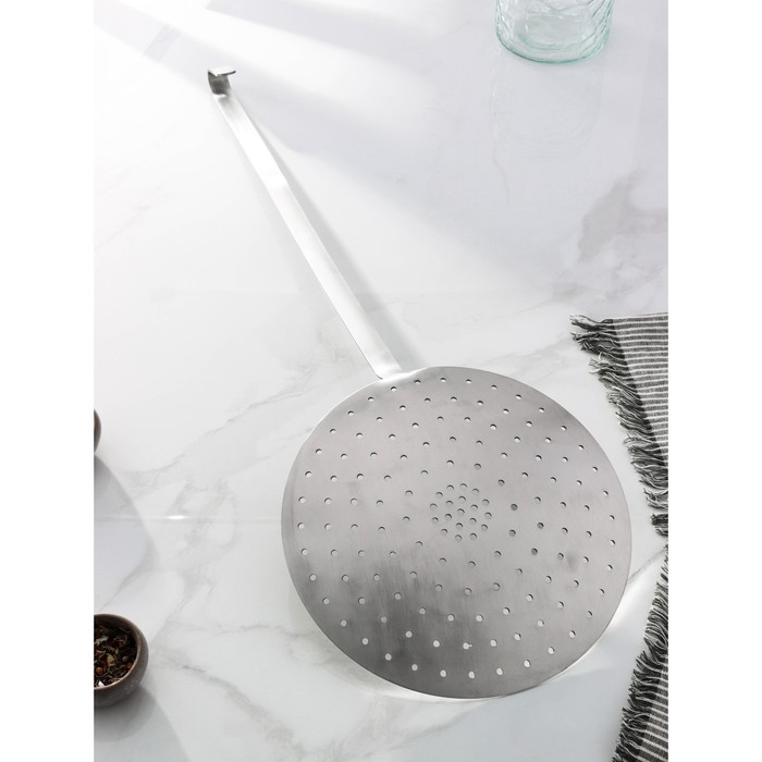 Шумовка цельнотянутая из нержавеющей стали Доляна &laquo;Индия&raquo;, 69&times;24 см, толщина 3 мм