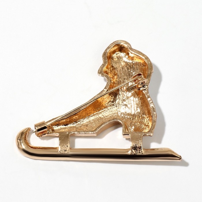 Брошь "Конёк" фигурный, цвет белый в золоте