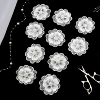 Вязаные элементы &laquo;Двойные цветочки&raquo;, d = 6 см, 10 шт, цвет белый