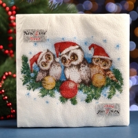 Новый год. Салфетки бумажные Fresco Совята", 2 слоя, 33*33 см, 20 листов