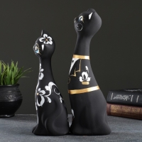 Фигура "Love Коты" набор 2шт черные 7х9х24см