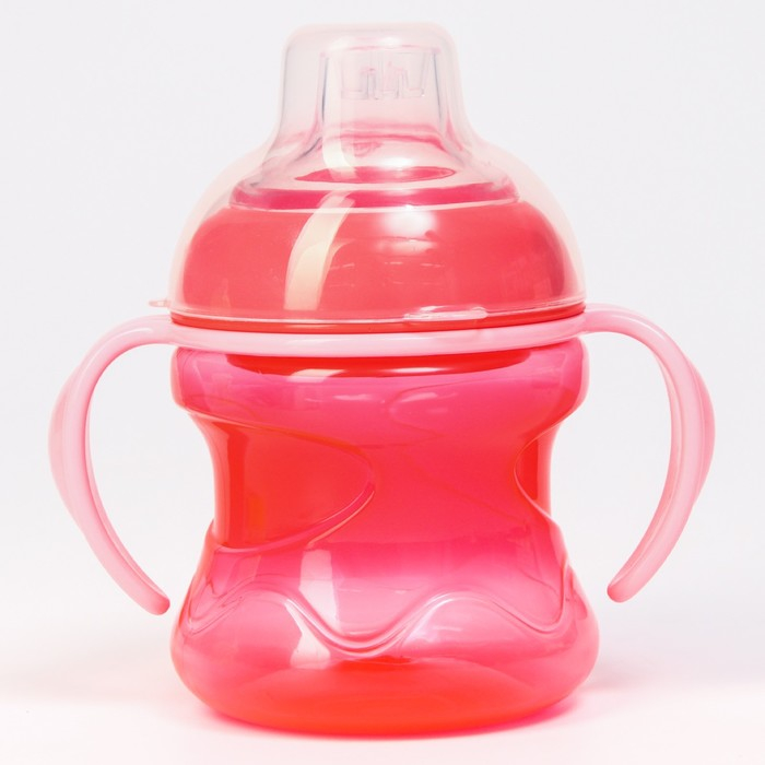 Поильник - непроливайка детский с мягким носиком, 250 мл., с ручками, цвет МИКС