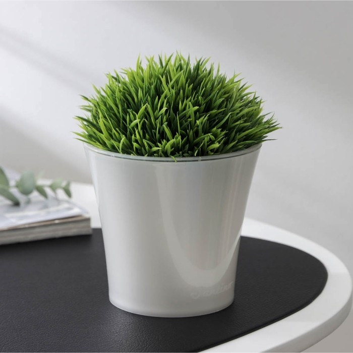 Кашпо для цветов со вставкой &laquo;Арте&raquo;, 600 мл, цвет жемчуг-прозрачный