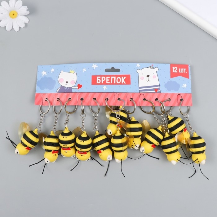 Фонарик кричалка на кольце Фонарик кричалка на кольце "Пчела" 2,4х2,4х5 см