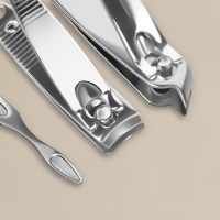 Набор маникюрный &laquo;С ЗАБОТОЙ&raquo;, 6 предметов, в футляре, в PVC - коробке, цвет серый