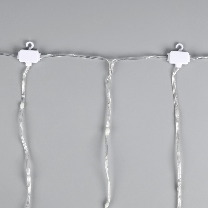 Умная гирлянда &laquo;Бахрома&raquo; 2 &times; 0.4 м роса, IP20, серебристая нить, 99 LED, пульт ДУ, приложение, свечение RGB, USB