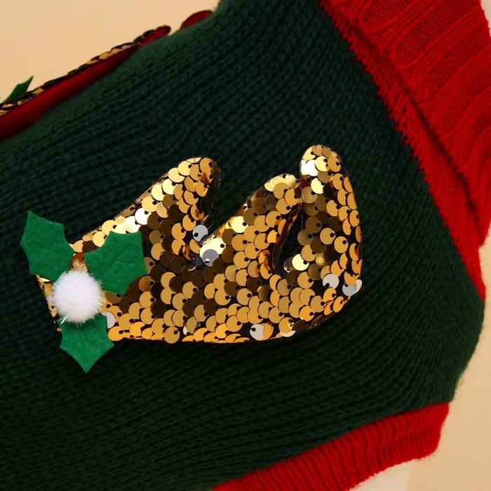 Свитер Свитер "Рога удачи", размер S (ДС 25 см, ОШ 23, ОГ 26-45), зелёный