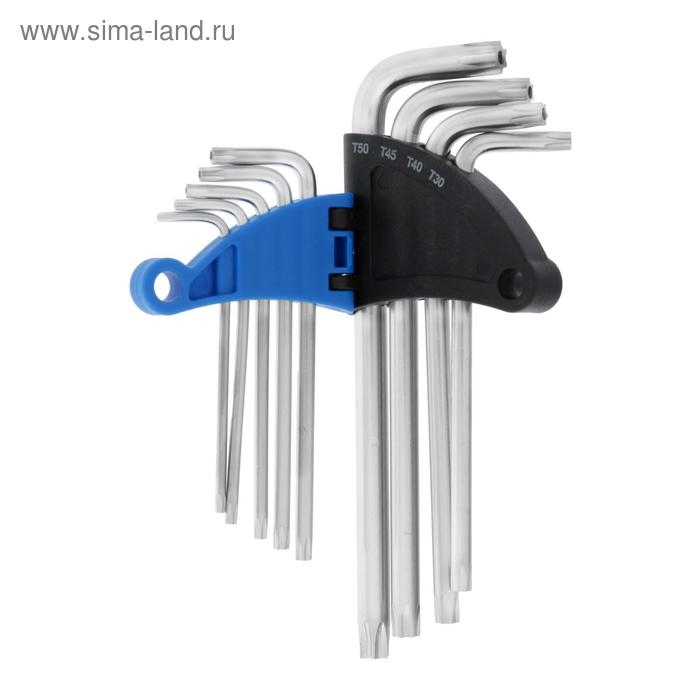 Набор ключей ТУНДРА, TORX Tamper, удлиненные, CrV, TT10 - TT50, 9 шт.