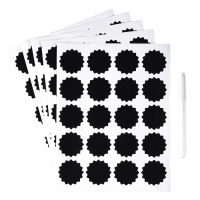 Наклейки водонепроницаемые, набор листов 5 шт., меловой маркер, диаметр 1 наклейки &mdash; 38 мм