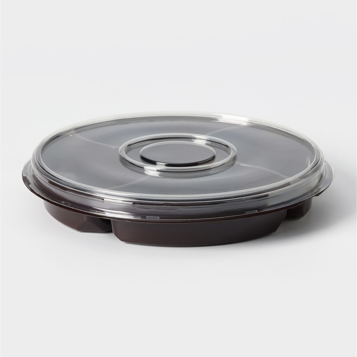 Менажница пластиковая одноразовая, d=26×4,2 см, 5 секций, дно, круглая, цвет коричневый Менажница пластиковая одноразовая, d=26×4,2 см, 5 секций, дно, круглая, цвет коричневый