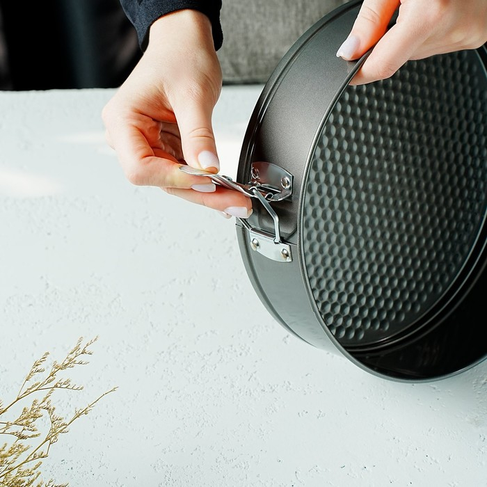 Форма для выпечки Доляна &laquo;Элин. Круг&raquo;, d=24 см, съёмное дно, антипригарное покрытие, цвет чёрный