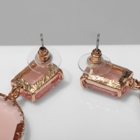 Серьги со стразами &laquo;Клео&raquo; круги, цвет розовый в золоте