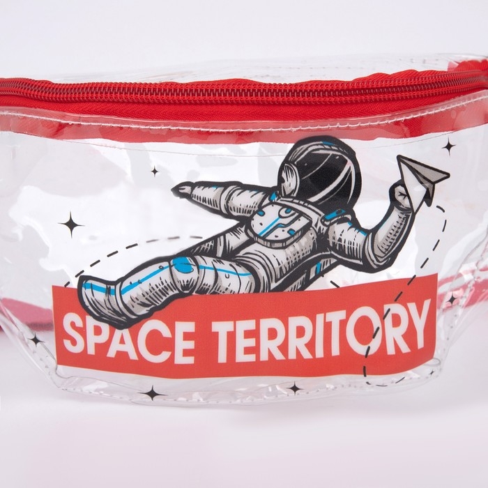 Сумка поясная &laquo;Космос&raquo; прозрачная, цвет красный