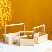 Набор кашпо деревянных подарочных Элегант "Классик", 3 в 1, с ручкой, натуральный Набор кашпо деревянных подарочных Элегант "Классик", 3 в 1, с ручкой, натуральный