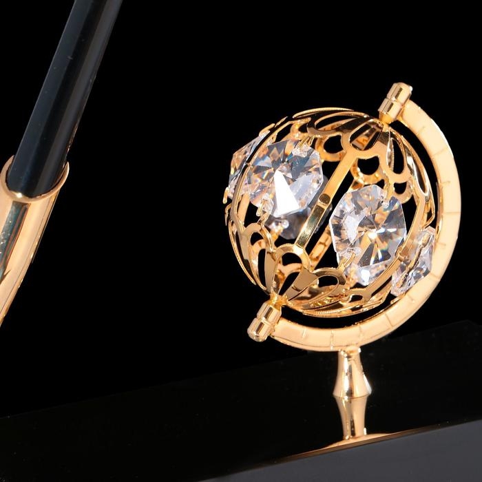 Ручка на подставке &laquo;Глобус&raquo;, 16&times;6&times;20 см, с кристаллами