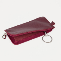 Ключница на молнии TEXTURA, длина 14 см, металлическое кольцо, цвет бордовый